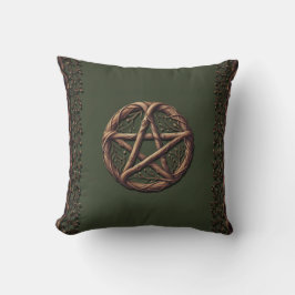 Wood Twig Pentagramm Olive Green Wiccan Kissen