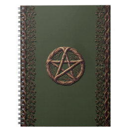 Wood Twig Pentagramm Olive Green Wiccan Notizblock