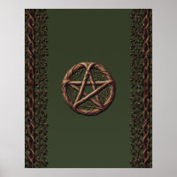 Wood Twig Pentagramm Olive Green Wiccan