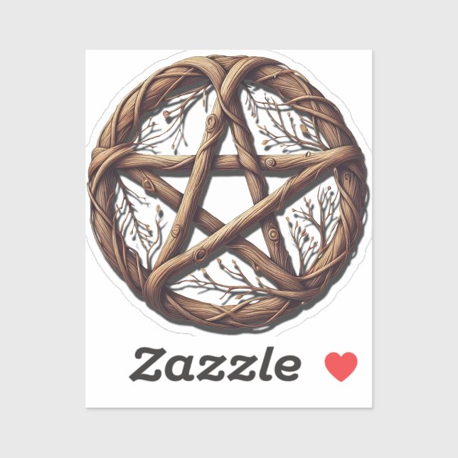 Wood Twig Pentagramm Wiccan Wedding Aufkleber (Blatt)
