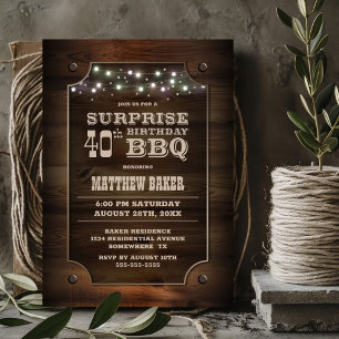 Wood Überraschung 40. Geburtstag GRILLEN Einladung