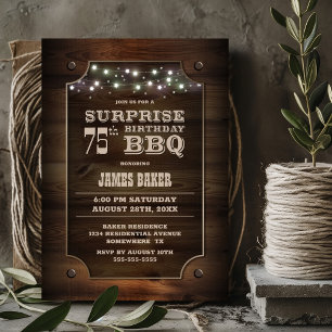 Wood Überraschung 75. Geburtstag GRILLEN Einladung