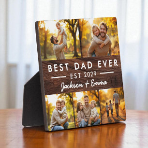 Wood Vatertag Bester Vater je FotoCollage Fotoplatte