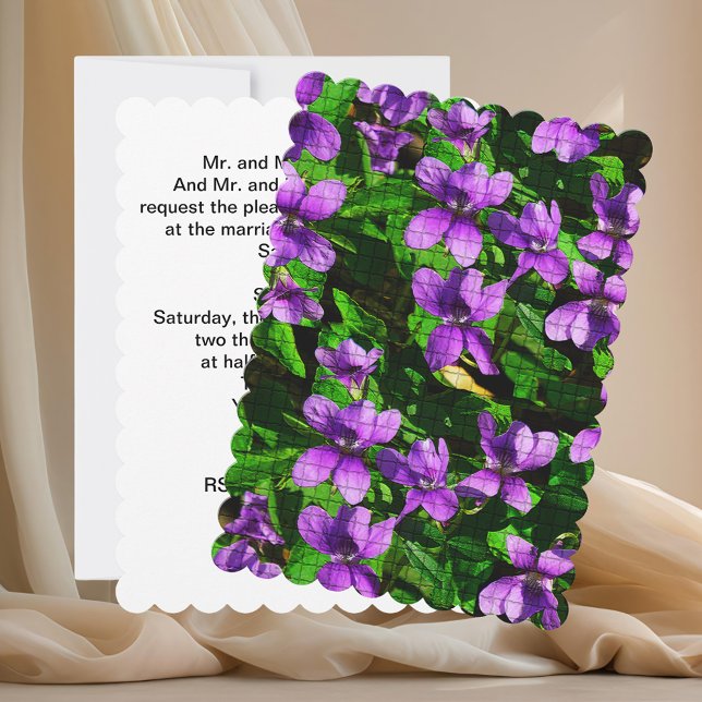 Wood Violet Mosaic Wedding Einladung (Wood Violet Mosaic Wedding Invitation)