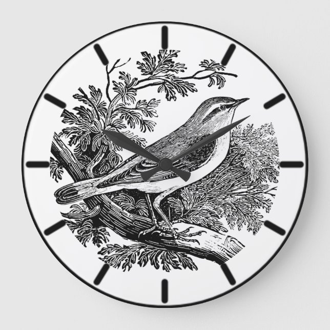 Wood Warbler British Bird Large Clock Große Wanduhr (Vorderseite)