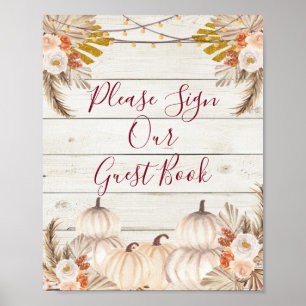 Wood White Cream Pumpkin Bitte unterschreiben Sie Poster