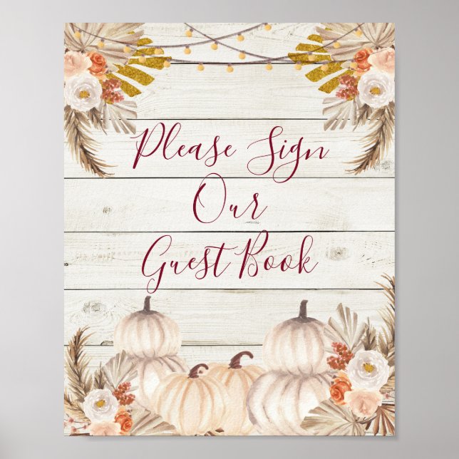 Wood White Cream Pumpkin Bitte unterschreiben Sie  Poster (Vorne)