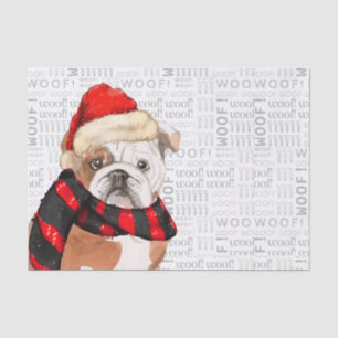 Wood Word Art und English Bulldog Christmas Seidenpapier