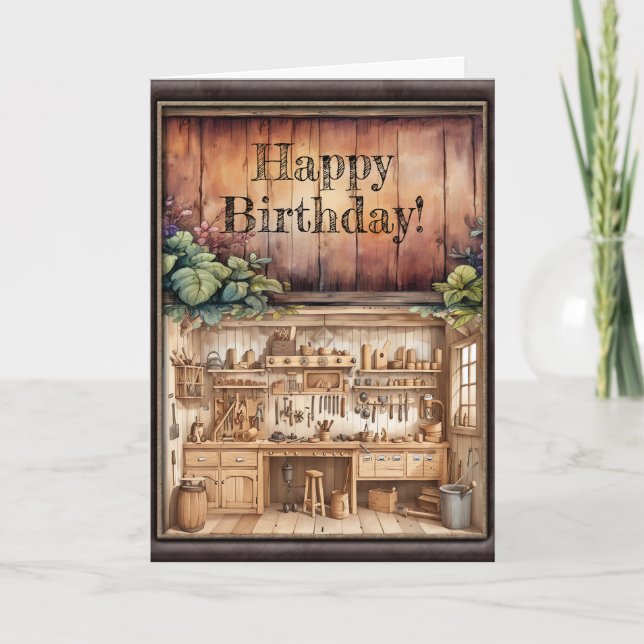 Wood Working Birthday Card Karte (Vorderseite)