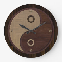 Wood Yin Yang Wall Clock