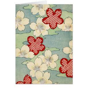 Woodblock Druck der Hartriegel-Blüten