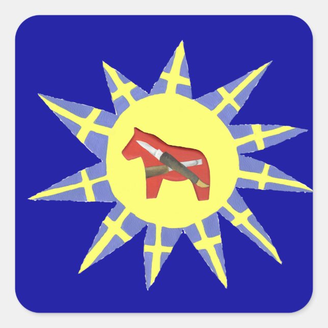 Woodcarver's Sunburst Dala Sticker (Vorderseite)