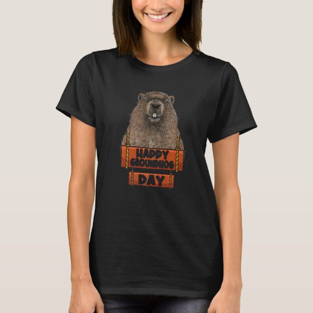 Woodchuck Happy Groundhog Day T-Shirt (Vorderseite)