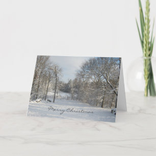 Wooded Snow Scene White Christmas Greeting Card Feiertagskarte
