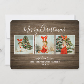 Wooden Background Christmas Card Feiertagskarte