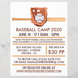 Wooden Baseball Bat & Gear, Baseball Advert Flyer