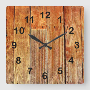Wooden board texture quadratische wanduhr