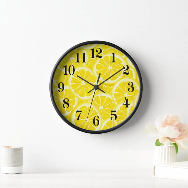 Wooden Frame Clock-Lemons Print Uhr (Zuhause)