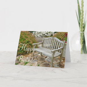 Wooden garden bench Birthday greeting card Karte