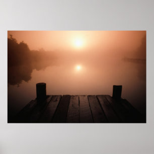Wooden Jetty on Lake at Sunset New Orleans, LA Poster