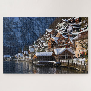 Wooden lakeside houses in Hallstatt, Austria Puzzle