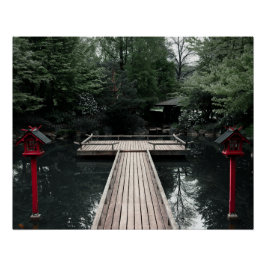 Wooden Pier framed by red Lanterns Poster