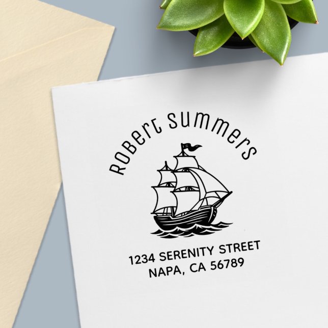 Wooden Sailing Ship Galleon Sea Arch Address Permastempel (Von Creator hochgeladen)