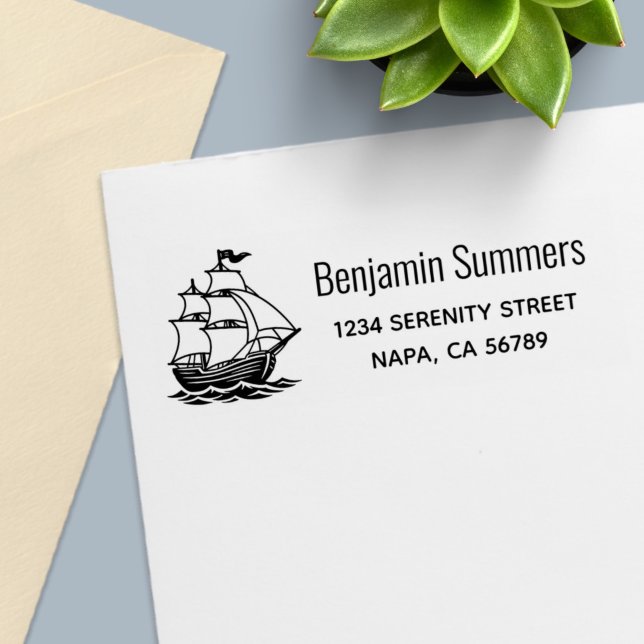 Wooden Sailing Ship Galleon Sea Return Address Permastempel (Von Creator hochgeladen)