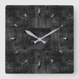 Wooden textured patches elemente natural design wo quadratische wanduhr