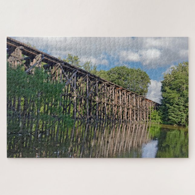 Wooden Train Trestle Over a River Puzzle (Horizontal)