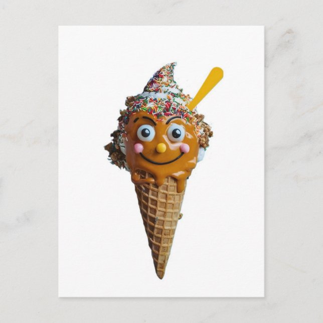 Wooden wall painting with ice cream design. postkarte (Vorderseite)