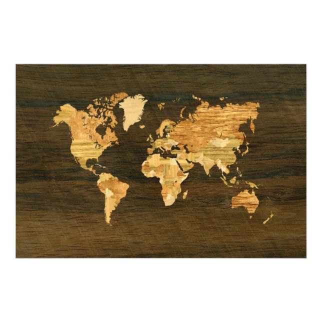 Wooden World Map Fotodruck (Vorne)