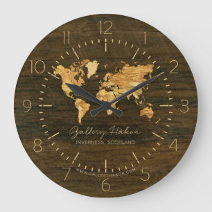 Wooden World Map Große Wanduhr