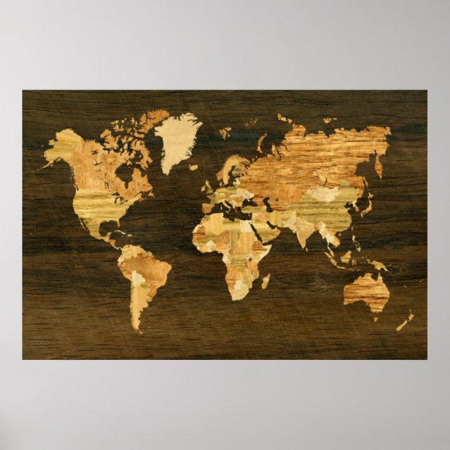 Wooden World Map Poster (Vorne)