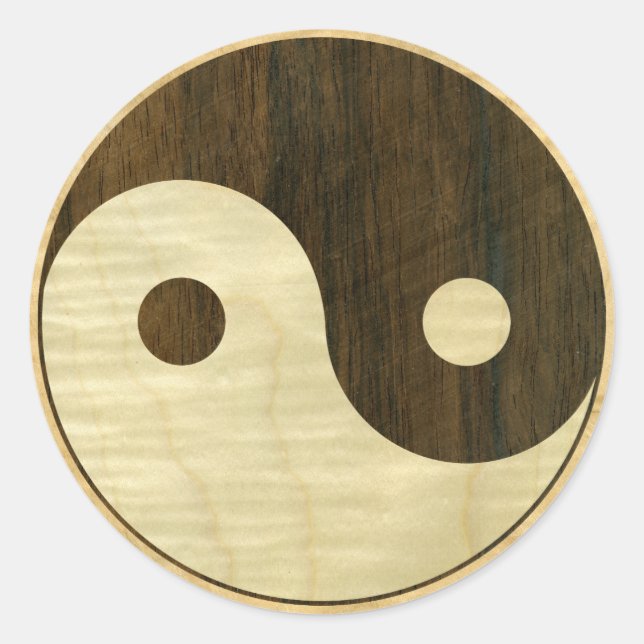 Wooden Yin Yang Symbol Runder Aufkleber (Vorderseite)