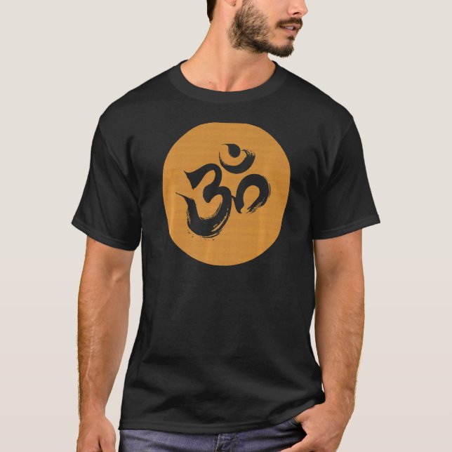 Woodgrain Om Hindu Symbol T-Shirt (Vorderseite)