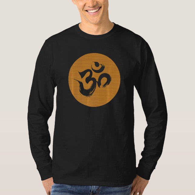 Woodgrain Om Hindu Symbol   T-Shirt (Vorderseite)