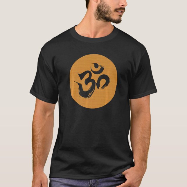 Woodgrain Om Hindu Symbol   T-Shirt (Vorderseite)