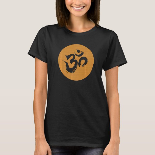 Woodgrain Om Hindu Symbol   T-Shirt (Vorderseite)