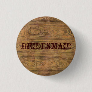 Woodgrain-rustikale Landcowboybrautjungfer Button