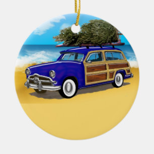 Woodie surfen mit Weihnachtsbaum Keramik Ornament