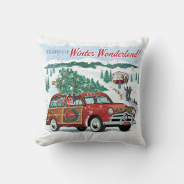 Woodie Wagon Retro Christmas Kissen