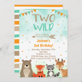 Woodland 2nd Birthday Invitation, Two Wild Invite Einladung