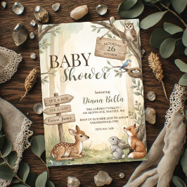 Woodland-Abenteuer Es ist ein Junge-Baby-Party Einladung