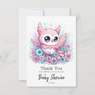 Woodland Adorable Owl Babydusche Dankeskarte