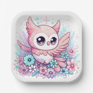 Woodland Adorable Owl Babydusche Pappteller