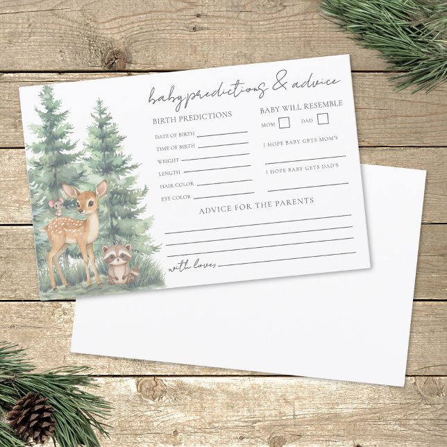 Woodland Adventure Baby Addictions Karte (Woodland Adventure Baby Advice Predictions Card)