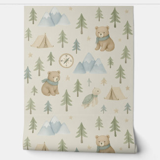 Woodland Adventure Boy Kinderzimmer Wallpaper Bear Tapete