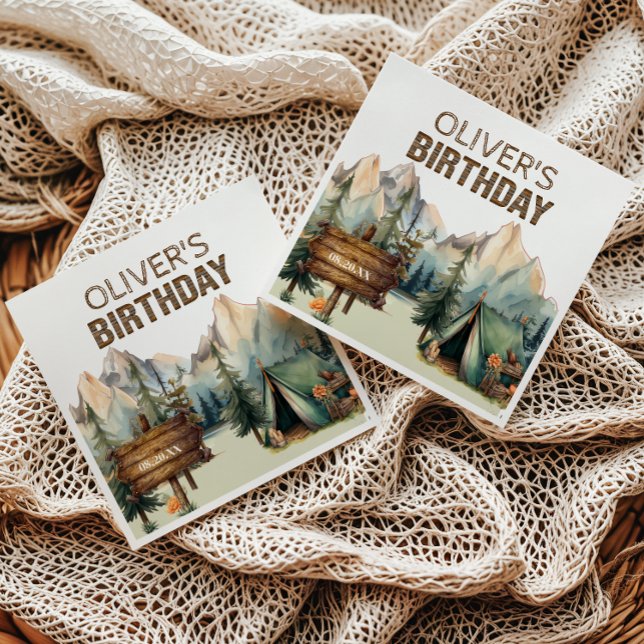 Woodland Adventure Camper Birthday Napkins Serviette (Von Creator hochgeladen)
