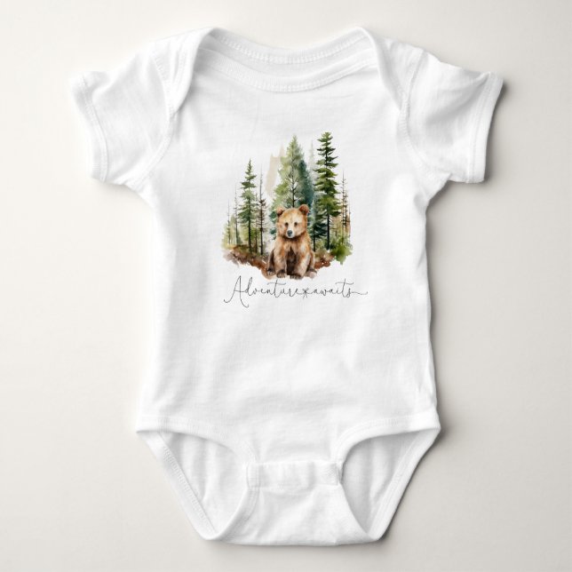 Woodland Adventure erwartet Baby Dusche Geschenk Baby Strampler (Vorderseite)